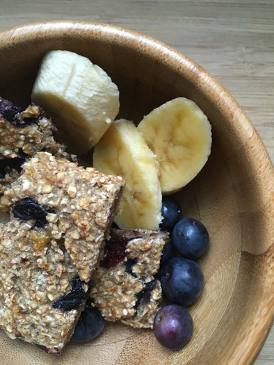 Delicious homemade banana and blueberry oat bars